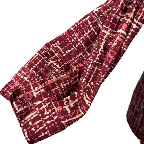 Catherines 0X-Large (14/16W) Top Abstract Button-Up Long Roll-Tab Sleeves V-Neck - Picture 3 of 10